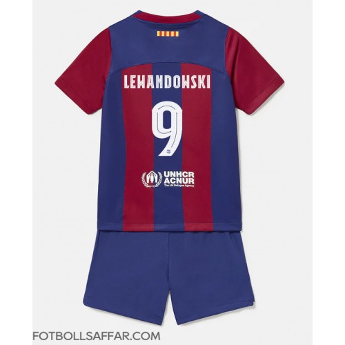 Barcelona Robert Lewandowski #9 Hemmadräkt Barn 2023-24 Kortärmad (+ Korta byxor)